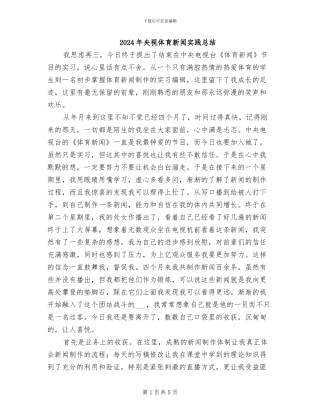 2024年央视体育新闻实践总结