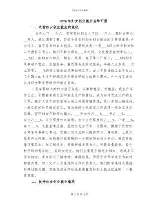 2024年妇女创业就业总结汇报