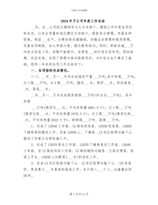 2024年子公司年度工作总结