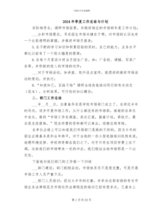 2024年季度工作总结与计划