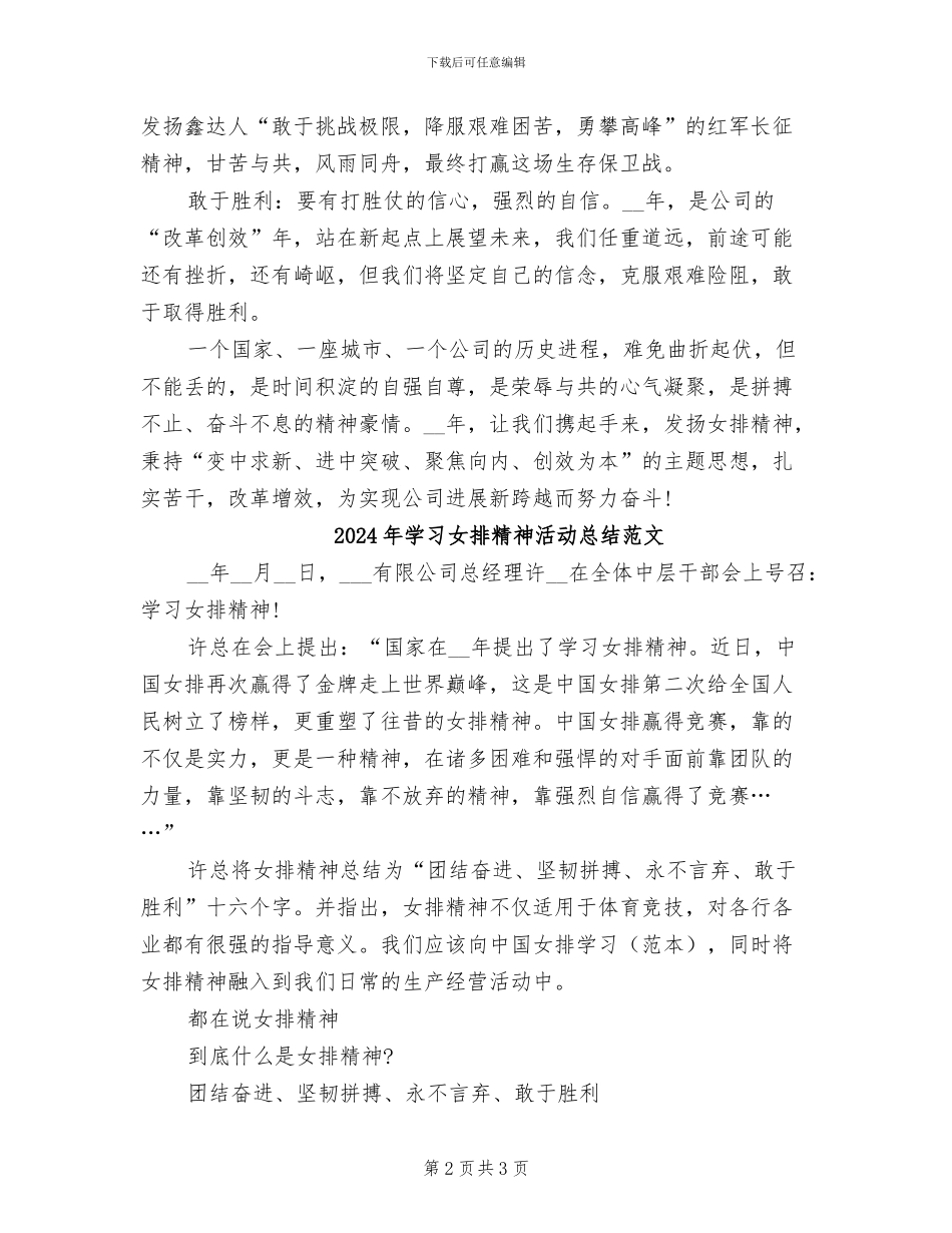 2024年学习女排精神活动总结_第2页