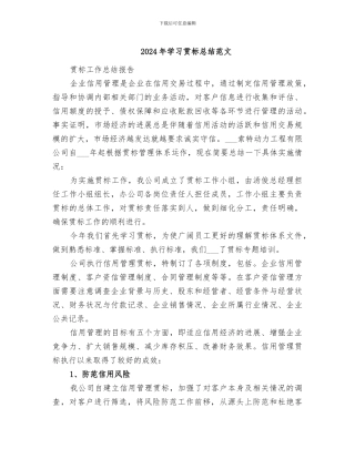 2024年学习贯标总结范文