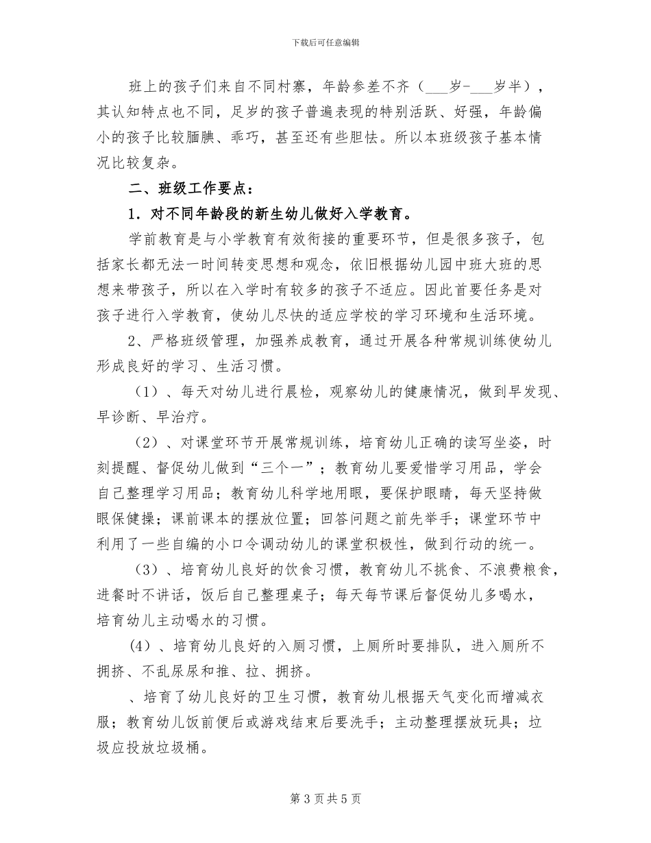 2024年学前班班主任下学期的工作总结_第3页