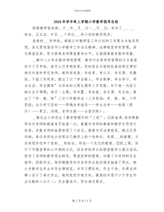 2024年学年终上学期小学教学视导总结
