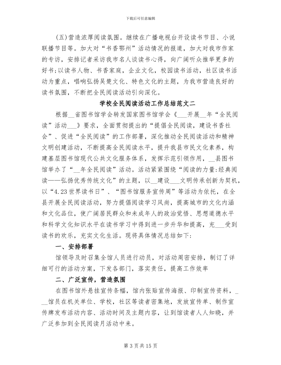 2024年学校全民阅读活动工作总结_第3页