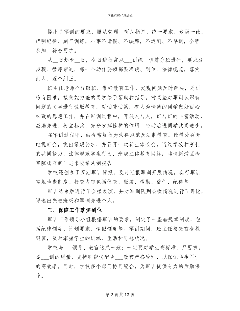 2024年学校军训活动总结_第2页