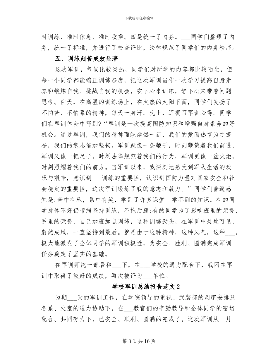 2024年学校军训总结报告_第3页