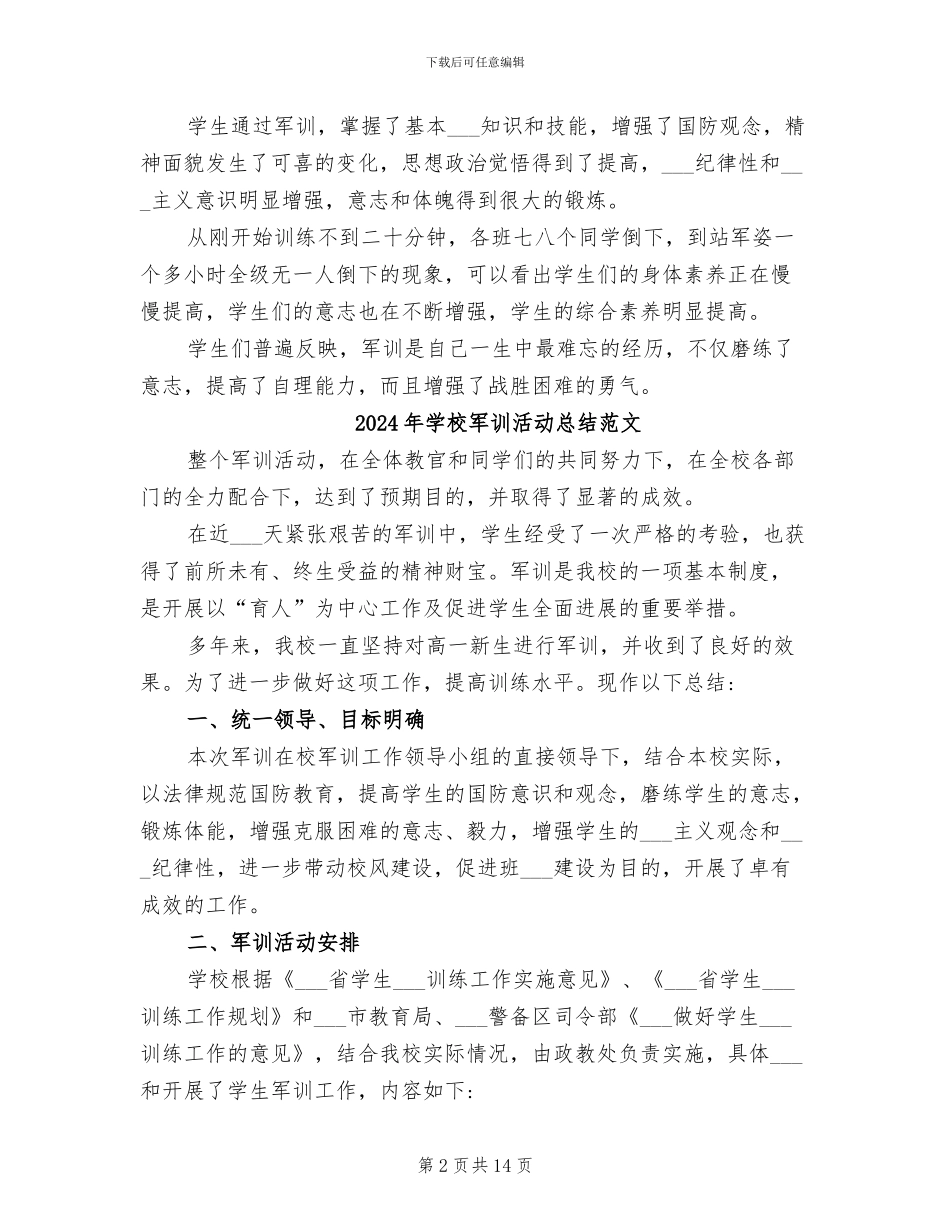 2024年学校军训活动总结四_第2页