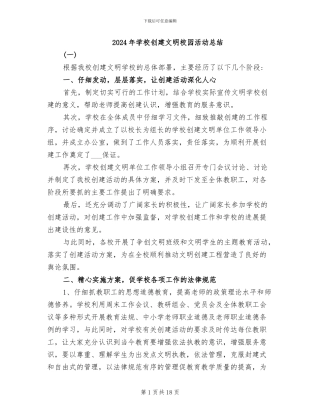 2024年学校创建文明校园活动总结