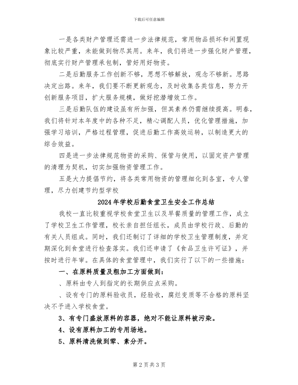 2024年学校后勤食品卫生监管总结_第2页
