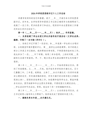 2024年学校团委副书记个人工作总结