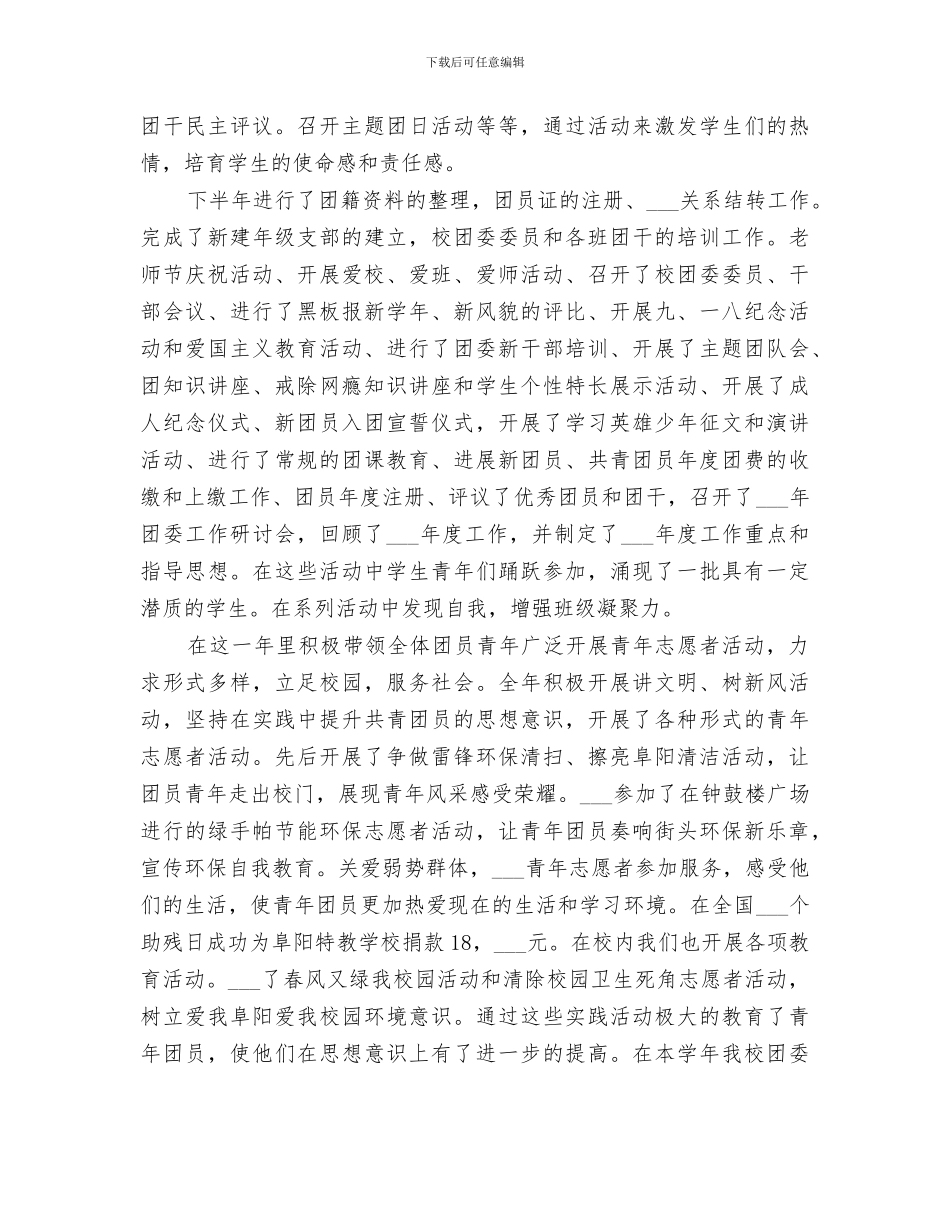 2024年学校团支书工作总结_第3页