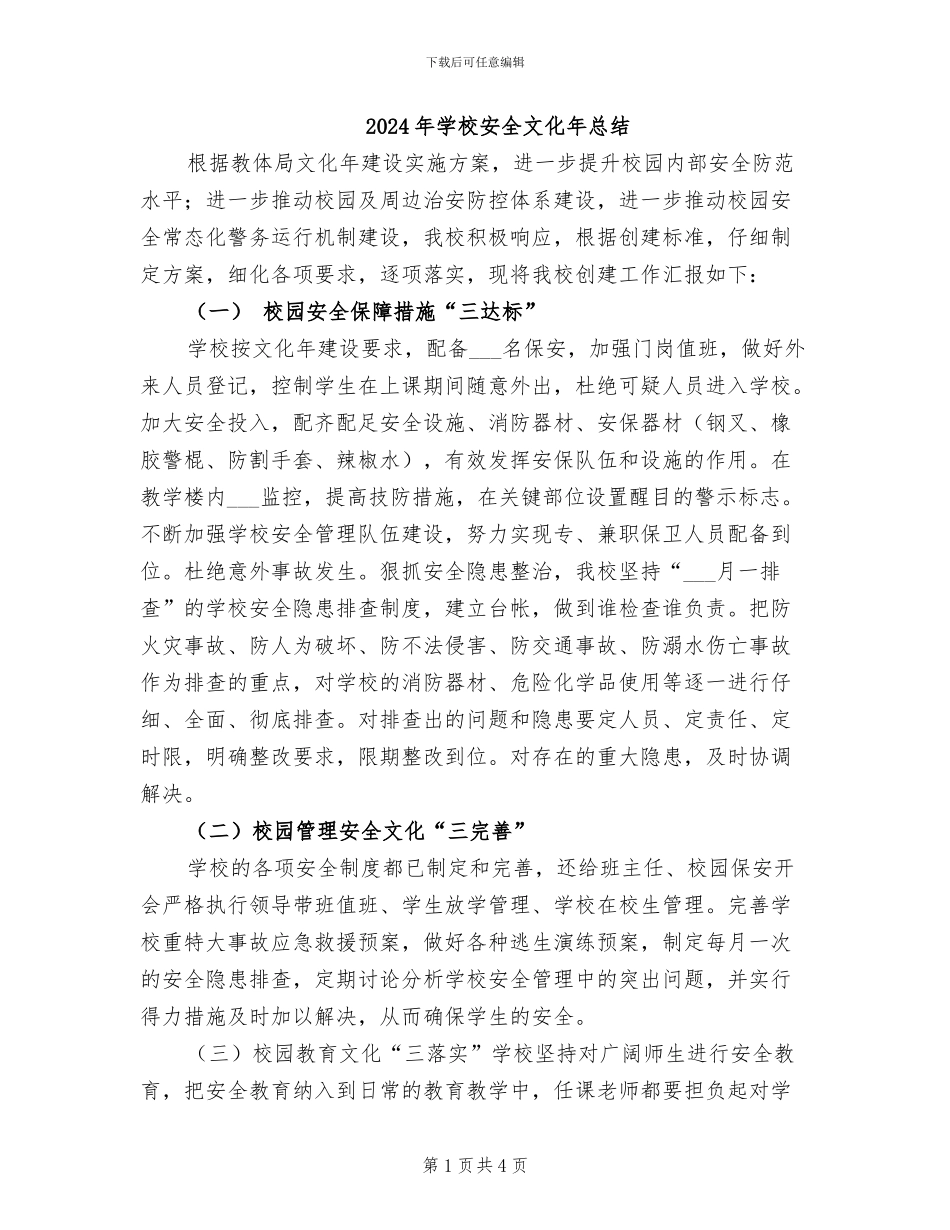 2024年学校安全文化年总结_第1页