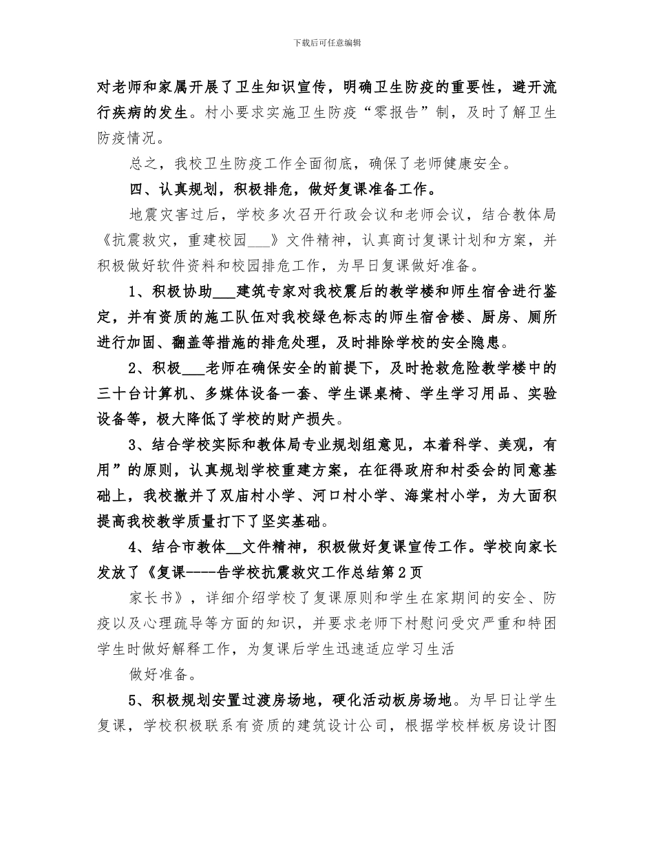2024年学校抗震救灾工作总结范文_第3页