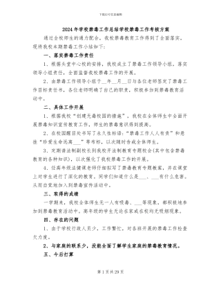 2024年学校禁毒工作总结学校禁毒工作考核方案