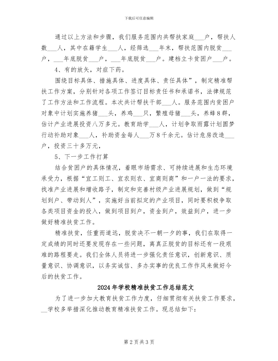 2024年学校精准扶贫工作总结汇报范文_第2页