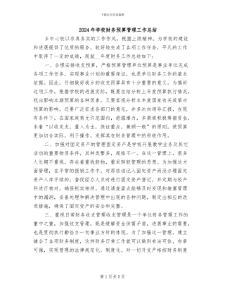 2024年学校财务预算管理工作总结