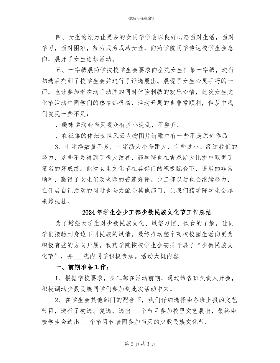 2024年学生会少工部女生文化节活动总结_第2页