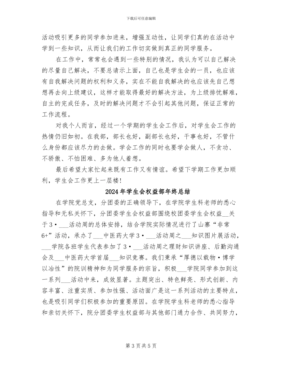 2024年学生会权益部年终工作总结_第3页