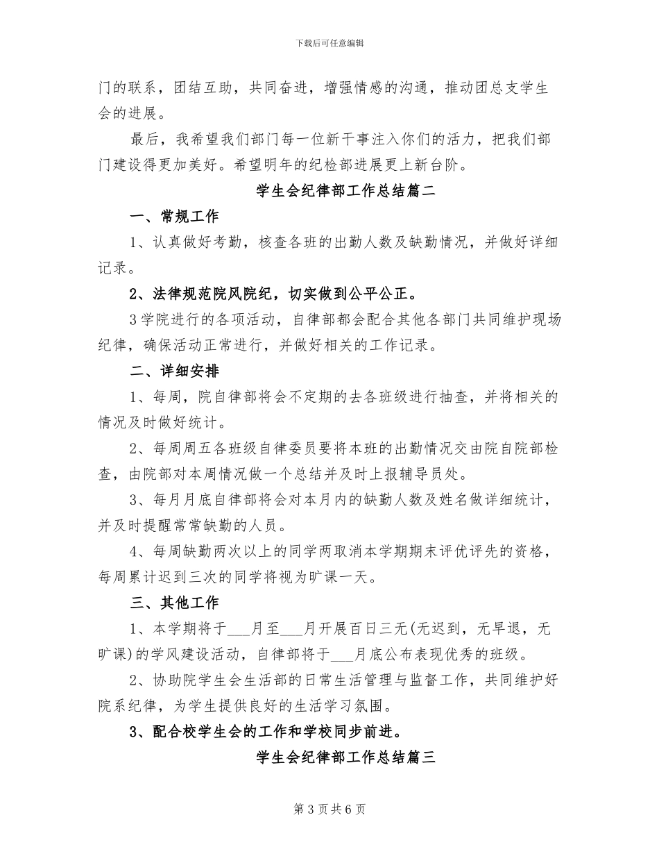 2024年学生会纪律部工作总结_第3页