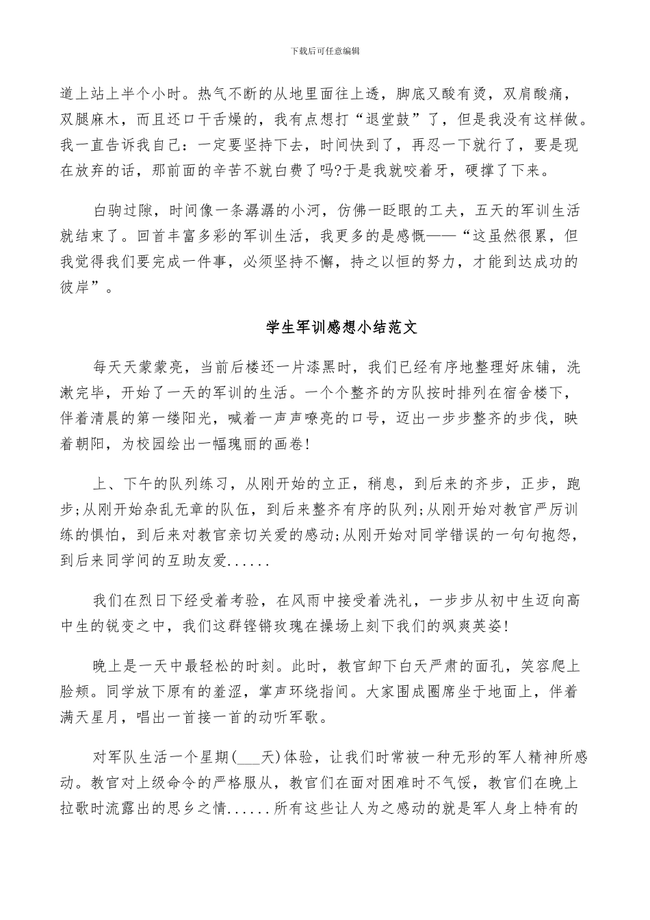 2024年学生军训感想小结范文_第2页