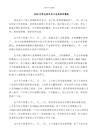2024年学生校外实习总结参考模板
