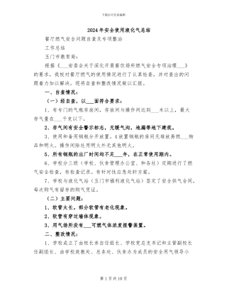 2024年安全使用液化气总结