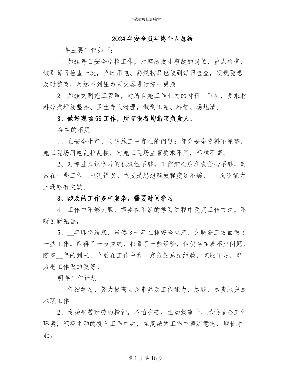2024年安全员年终个人总结_第1页