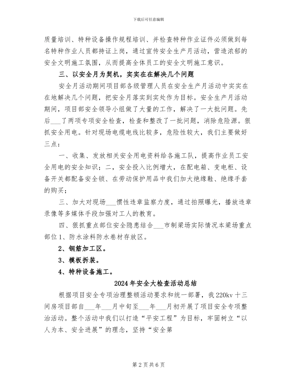 2024年安全大检查活动工作总结_第2页
