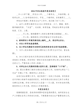 2024年安全检查年度总结范文