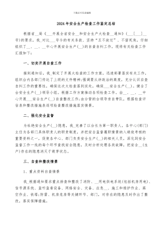 2024年安全生产检查工作鉴定总结