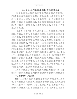 2024年安全生产隐患排查治理专项行动情况总结