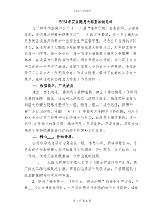 2024年安全隐患大排查活动总结