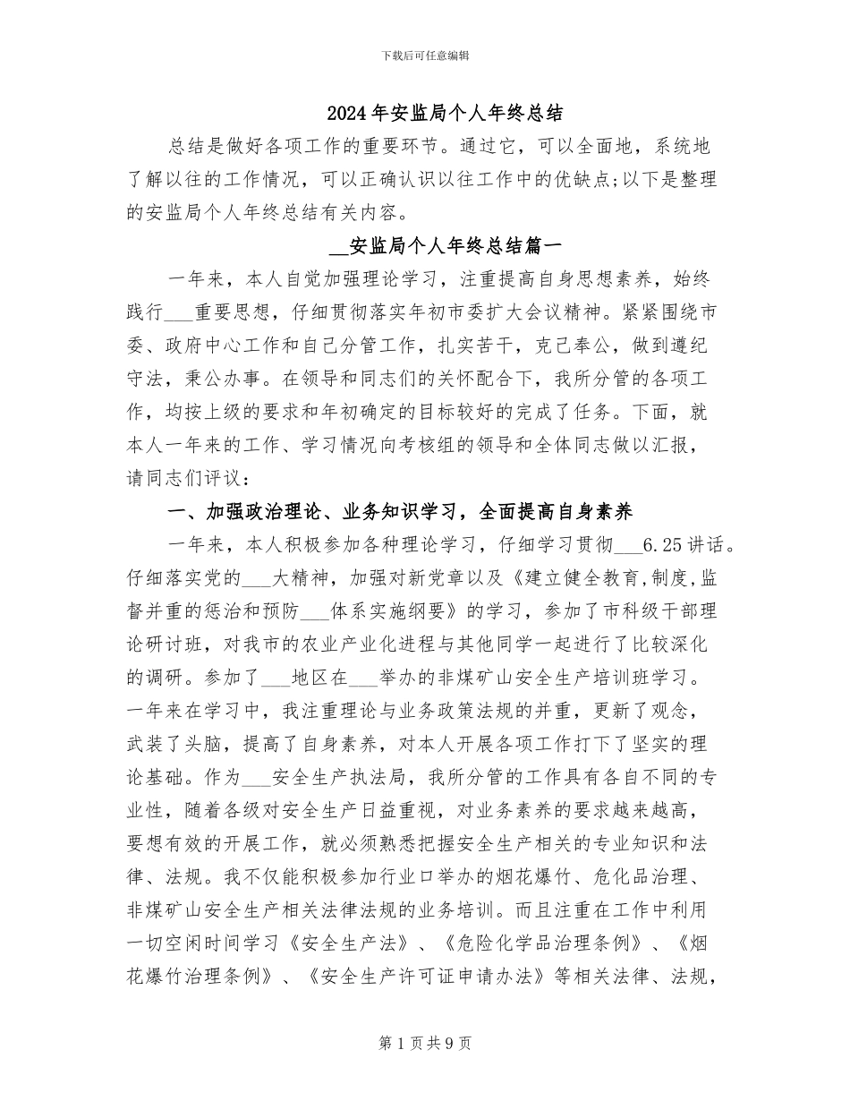 2024年安监局个人年终总结_第1页