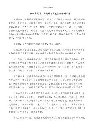 2024年实习工作总结与自我鉴定示例五篇