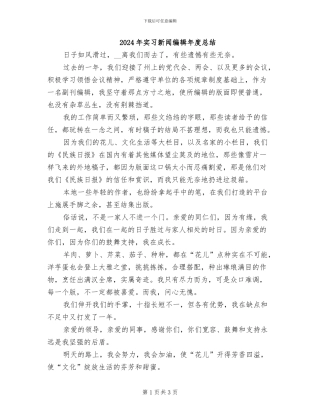 2024年实习新闻编辑年度总结