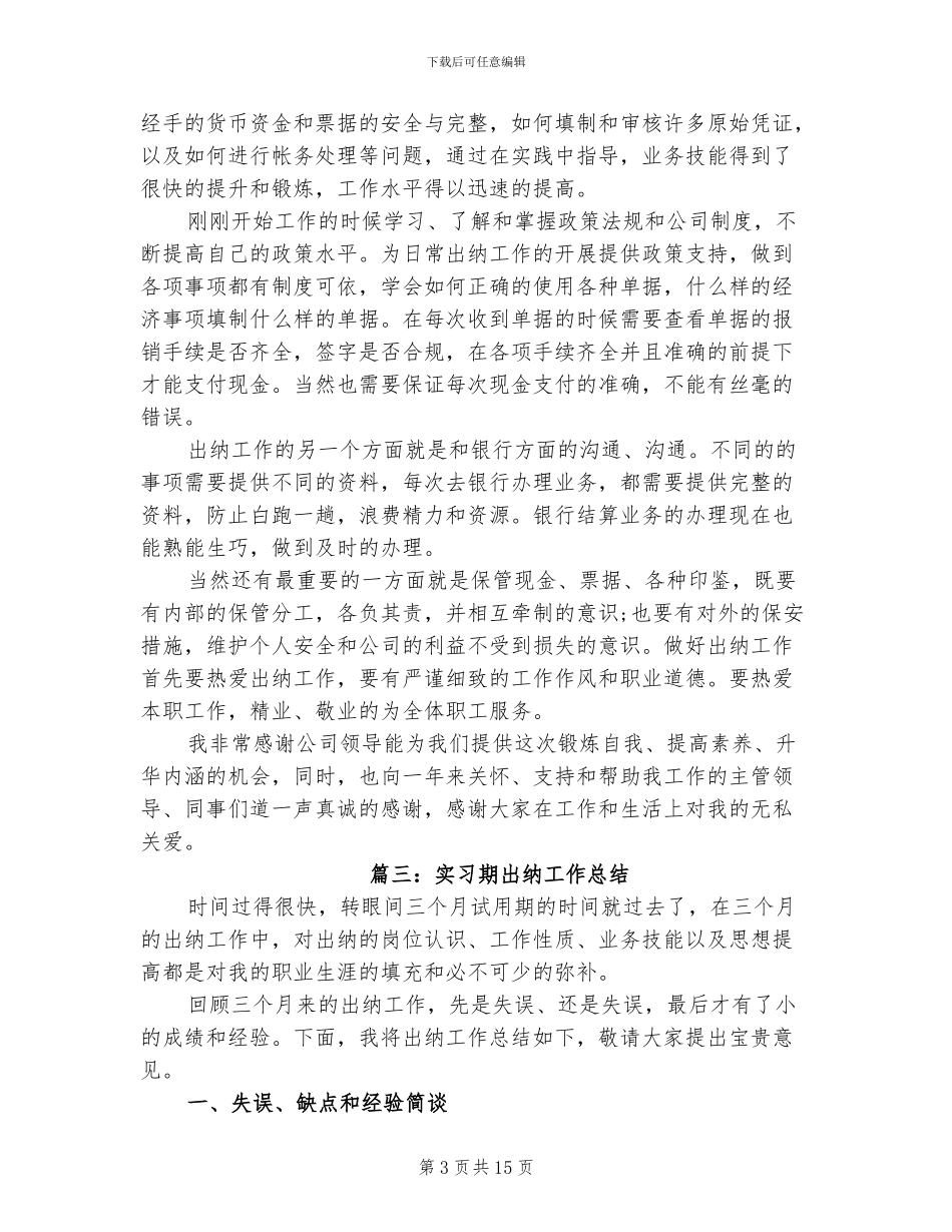 2024年实习期出纳工作总结_第3页
