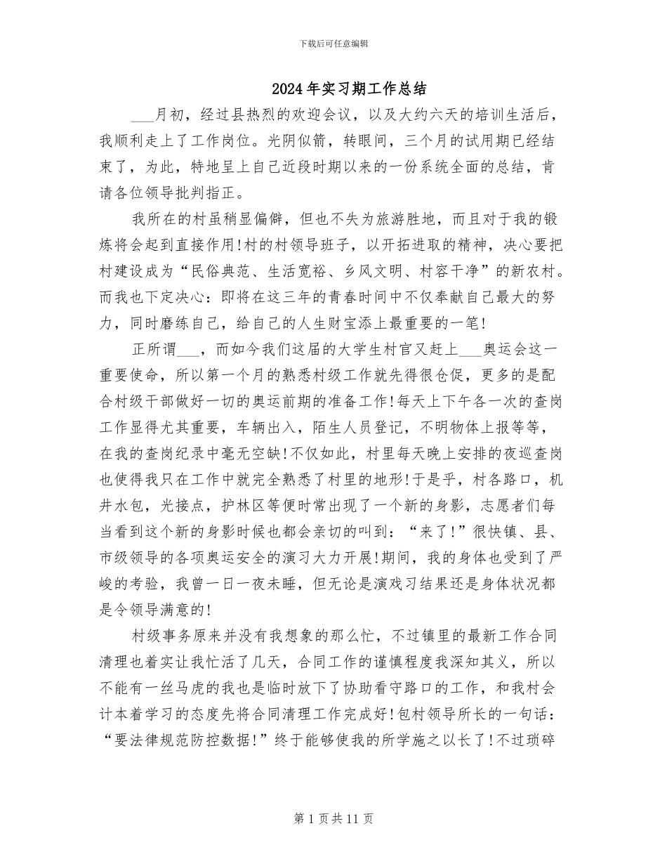 2024年实习期工作总结_第1页