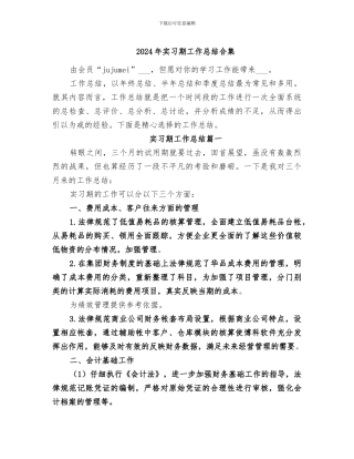 2024年实习期工作总结合集