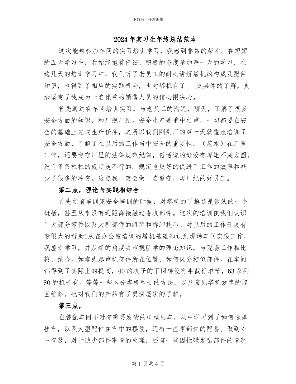 2024年实习生年终总结范本_第1页