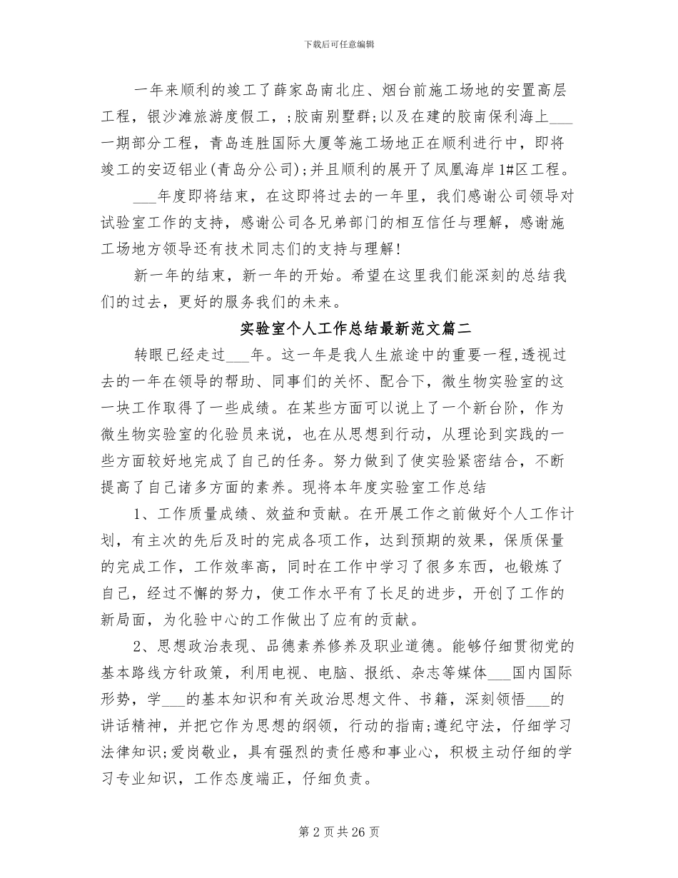 2024年实验室个人工作总结范文_第2页