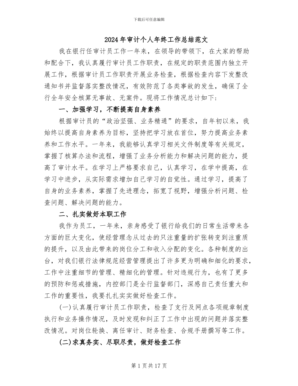 2024年审计个人年终工作总结范文_第1页
