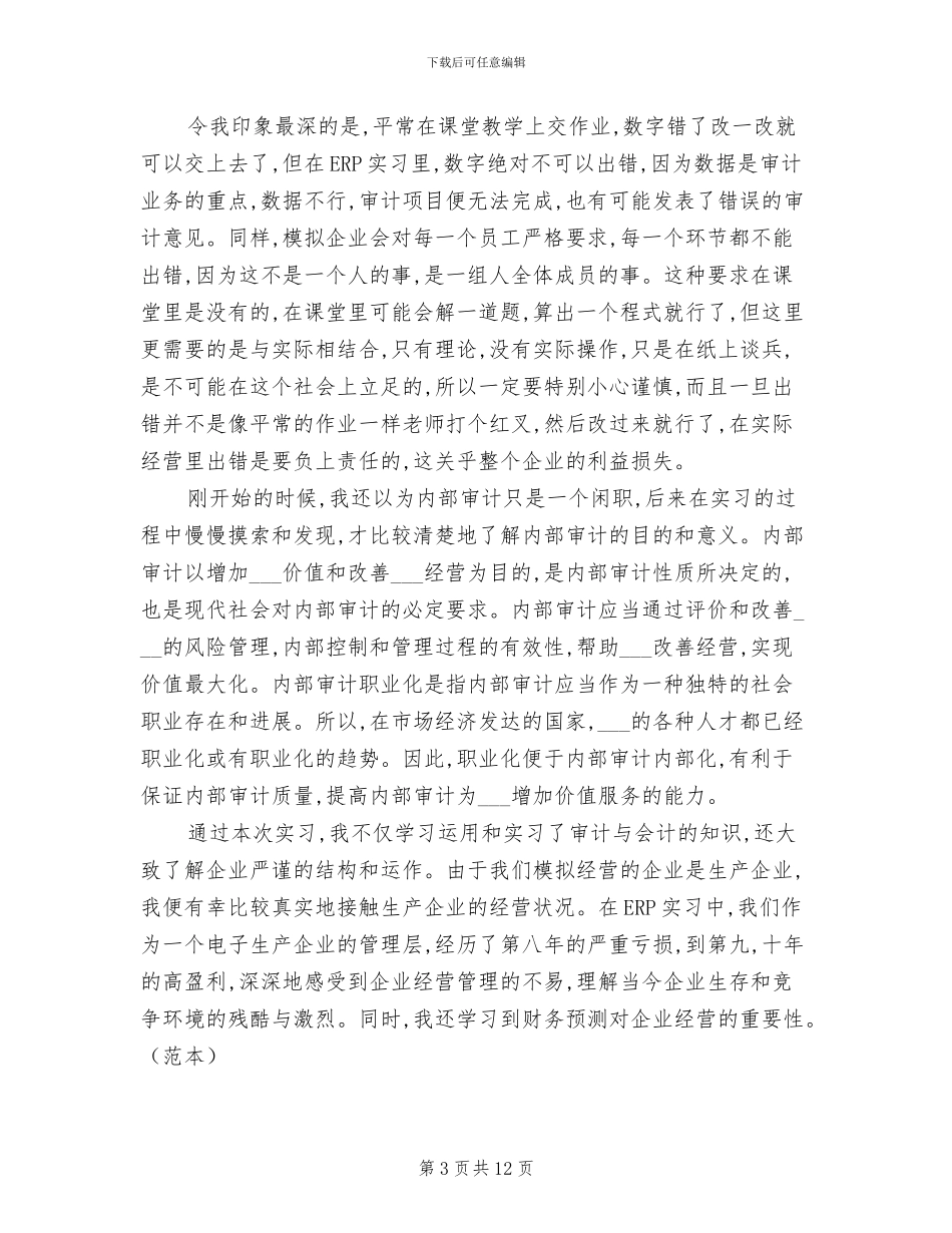 2024年审计专业实习报告自我总结_第3页