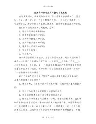 2024年审计专业实习报告自我总结