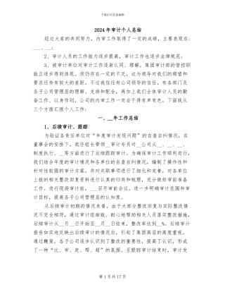 2024年审计个人总结