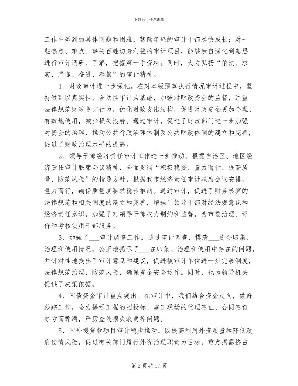 2024年审计人员年度工作总结范文_第2页