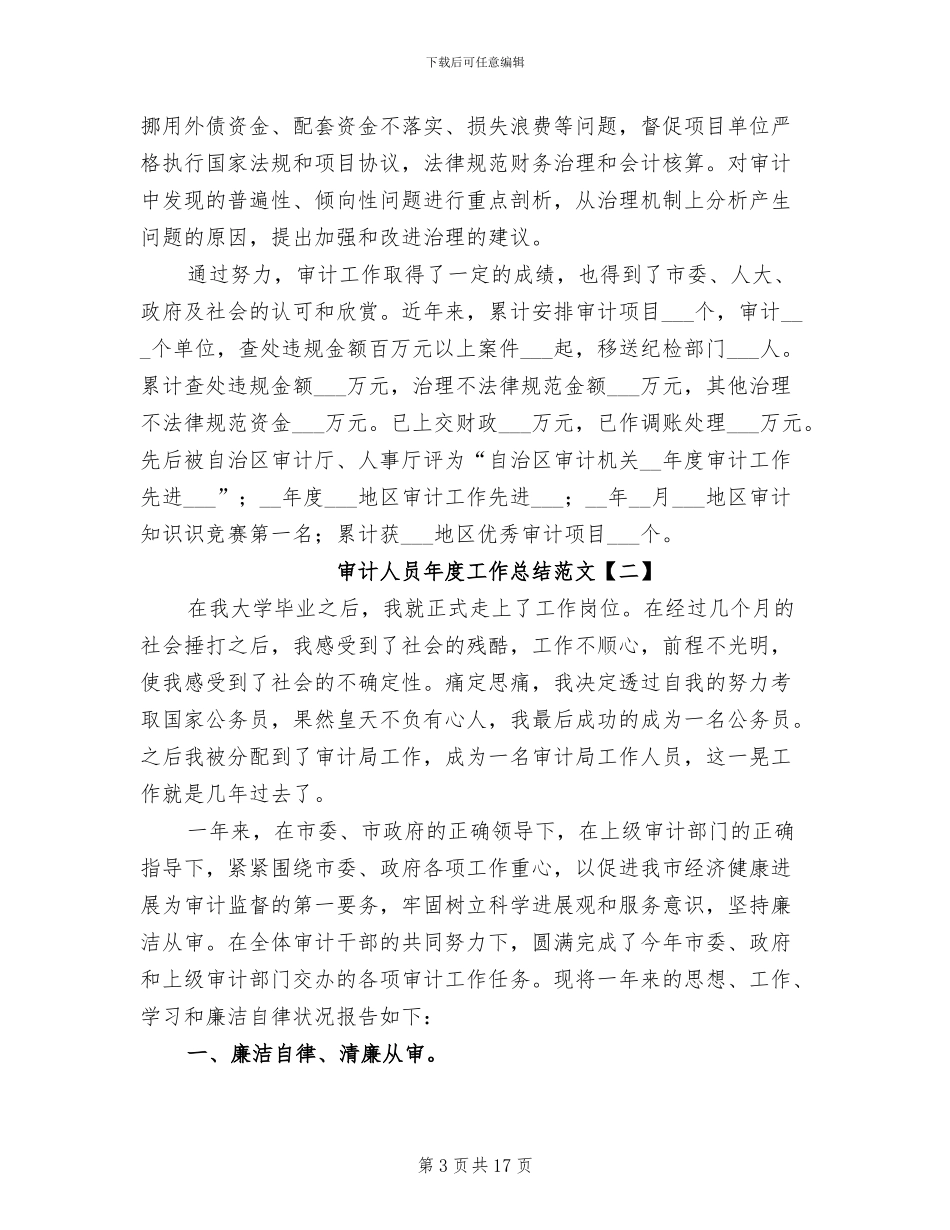 2024年审计人员年度工作总结范文_第3页