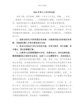 2024年审计人员年终总结