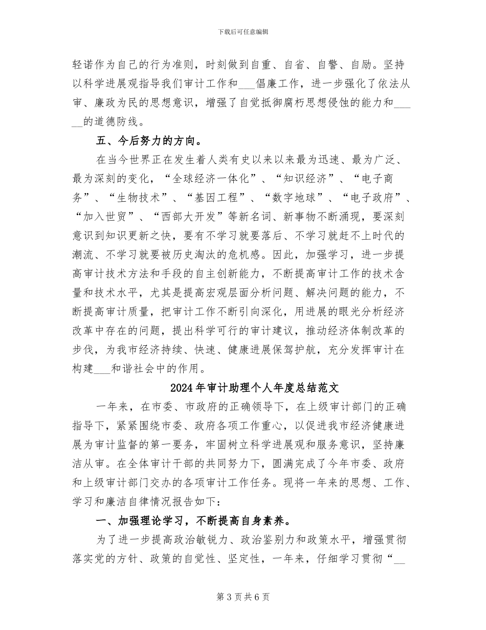 2024年审计助理个人年度总结_第3页