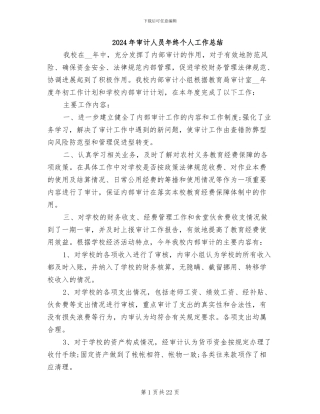 2024年审计人员年终个人工作总结
